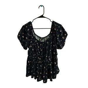 Torrid Floral Dark Blue Women's Peplum Top-Size 0
